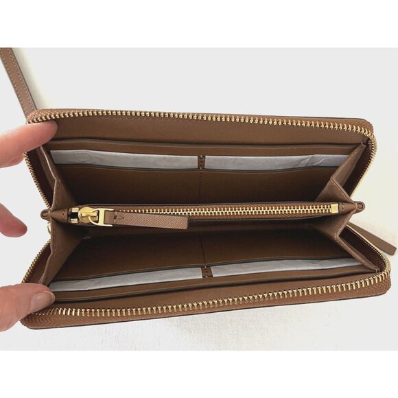 New Tory Burch Emerson Wristlet Zip Continental Wallet Leather Mosse - Picture 4 of 5